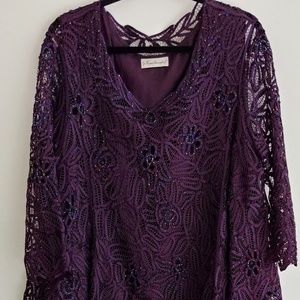 Eggplant lace 2 pc pantsuit